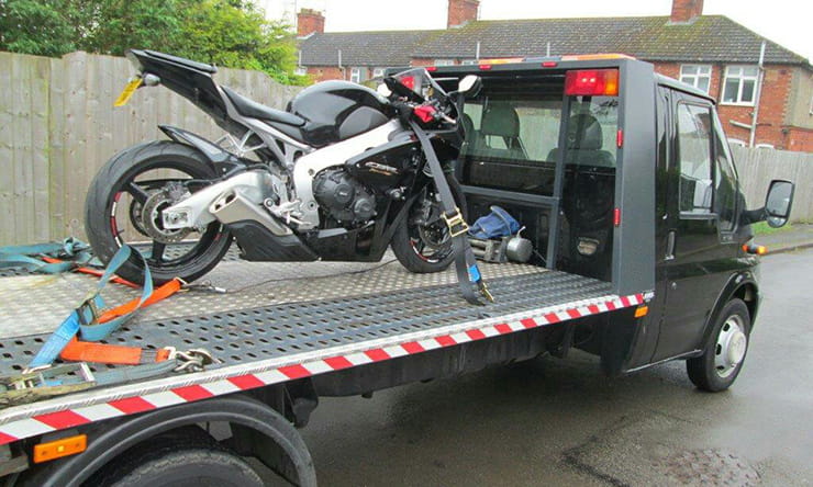 A motorcycle getting recovered